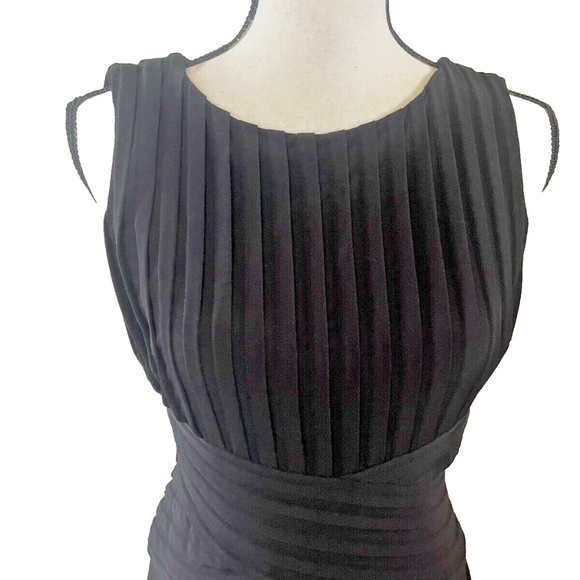 Womens Sz 6 Calvin Klein Black A Line Pleat top Wrap Waist fitn flare Sleeveless - Picture 8 of 9